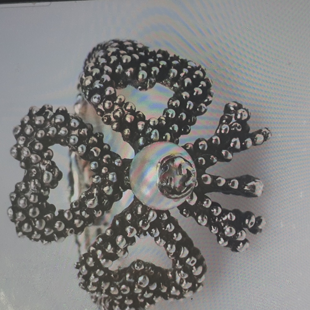GUCCI HEART BOW RING AGED SILVER NWT